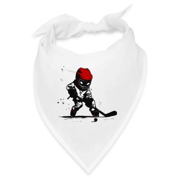 Eishockeyspieler mit rotem Helm - Bandana - Weiß - Vorne