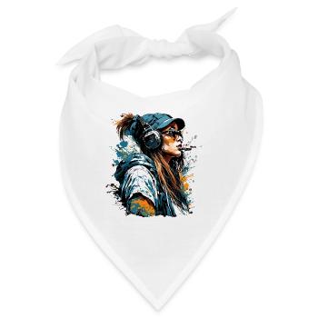 Rapperin / Hip Hop / Song / cool / Reime / Beat - Bandana - Weiß - Vorne