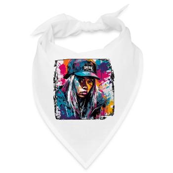Rapperin / Hip Hop / Song / cool / Reime / Beat - Bandana - Weiß - Vorne