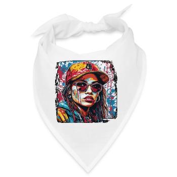 Rapperin / Hip Hop / Song / cool / Reime / Beat - Bandana - Weiß - Vorne