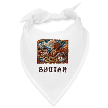 Bhutan Drache Buddha Thimphu - Bandana - Weiß - Vorne