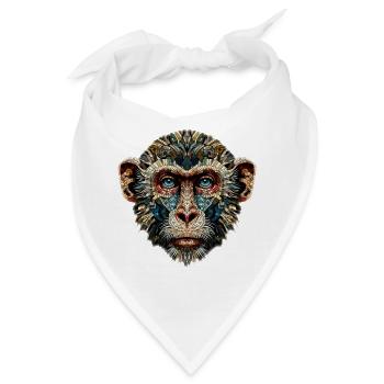 Affe im Mosaik-Stil - Bandana - Weiß - Vorne