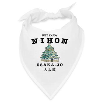 Burg Osaka, Japan, Handzeichnung - Bandana - Weiß - Vorne