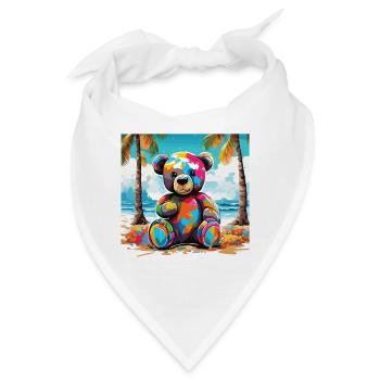 Teddybär / Kuscheltier / Stofftier / Geschenkidee - Bandana - Weiß - Vorne