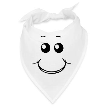 Lächelndes Gesicht - Bandana - Weiß - Vorne