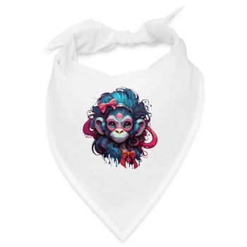 Süßer Affe / Affenmädchen / niedlich /Haarschleife - Bandana - Weiß - Vorne