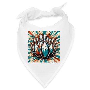 Bowling / Kegeln / Bowlingbahn / Pin / Strike - Bandana - Weiß - Vorne