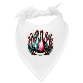 Bowling / Kegeln / Bowlingbahn / Pin / Strike - Bandana - Weiß - Vorne