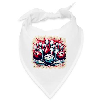 Bowling / Kegeln / Bowlingbahn / Pin / Strike - Bandana - Weiß - Vorne