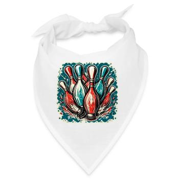 Bowling / Kegeln / Bowlingbahn / Pin / Strike - Bandana - Weiß - Vorne