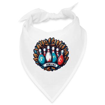 Bowling / Kegeln / Bowlingbahn / Pin / Strike - Bandana - Weiß - Vorne