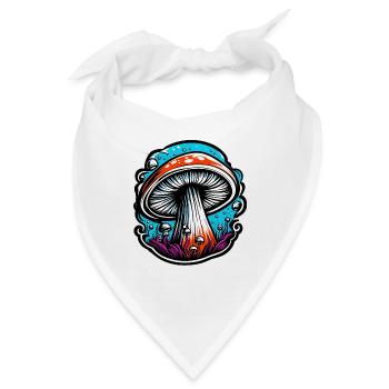 Pilz / Mushroom / Wiese / Wald / Goa / Psy - Bandana - Weiß - Vorne