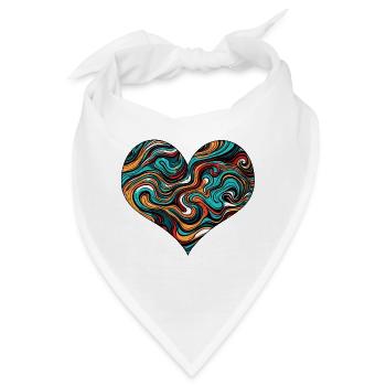 Psychedelic / Herz / Psychobilly / Goa / Form - Bandana - Weiß - Vorne