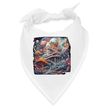 Psychedelisch / Schloss / All / Halluzination - Bandana - Weiß - Vorne