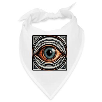 Psychedelic / Auge / Psychobilly / Comic / bunt - Bandana - Weiß - Vorne