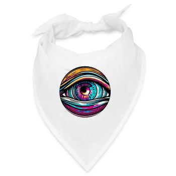 Psychedelic / Auge / Psychobilly / Comic / bunt - Bandana - Weiß - Vorne