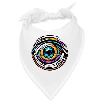 Psychedelic / Auge / Psychobilly / Comic / bunt - Bandana - Weiß - Vorne