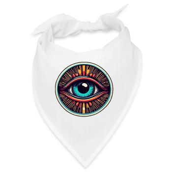 Psychedelic / Auge / Psychobilly / Comic / bunt - Bandana - Weiß - Vorne