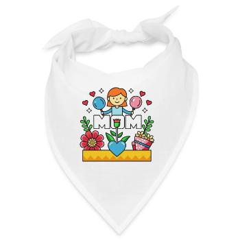 MOM Blühende Mutterliebe Cartoon - Bandana - Weiß - Vorne