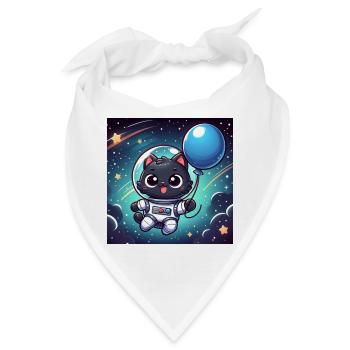 Space Kitty mit blauem Ballon im Weltall - Bandana - Weiß - Vorne