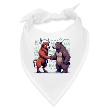 Finanzen Aktien Stier Bär Wallstreet Geschenk - Bandana - Weiß - Vorne
