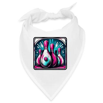Bowling / Kegeln / Bowlingbahn / Pin / Strike - Bandana - Weiß - Vorne