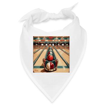 Bowling / Kegeln / Bowlingbahn / Pin / Strike - Bandana - Weiß - Vorne