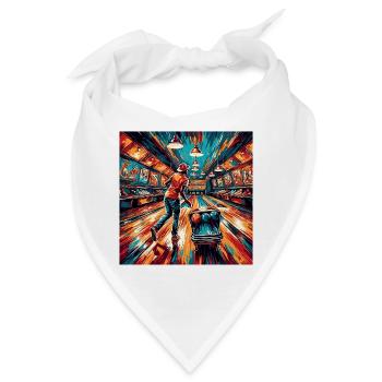 Bowling / Kegeln / Bowlingbahn / Pin / Strike - Bandana - Weiß - Vorne