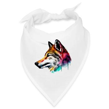 Colorfull Wolfskopf - Bandana - Weiß - Vorne