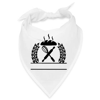 Getreidekranz mit Nudelholz, Schneebesen und Brot - Bandana - Weiß - Vorne