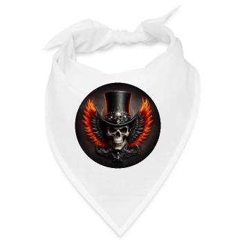 Totenkopf mit Flügeln und Feuer - Bandana - Weiß - Vorne
