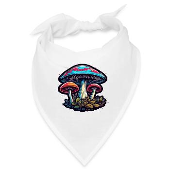 Pilz / Mushroom / Wiese / Wald / Goa / Psy - Bandana - Weiß - Vorne