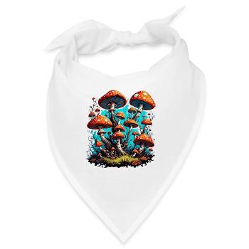Pilz / Mushroom / Wiese / Wald / Goa / Psy - Bandana - Weiß - Vorne