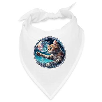 Tier in Seifenblase / kindlich / niedlich / Katze - Bandana - Weiß - Vorne