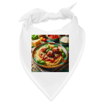 Spaghetti mit Fleisch - Bandana - Weiß - Vorne