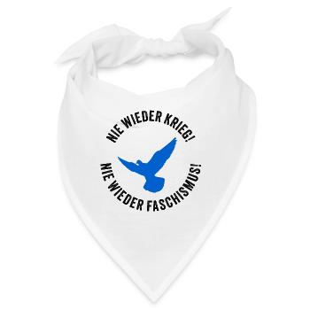 NIE WIEDER KRIEG! NIE WIEDER FASCHISMUS! - Bandana - Weiß - Vorne