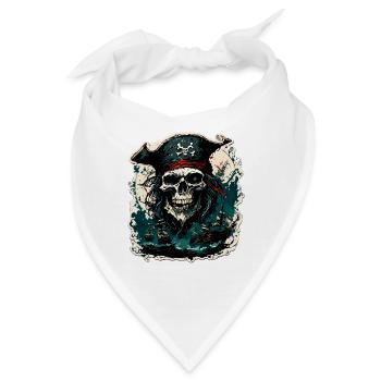 Pirat / Ahoi / Anker / Kapitän / Totenkopf / Rum - Bandana - Weiß - Vorne