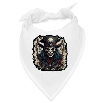 Pirat / Ahoi / Anker / Kapitän / Totenkopf / Rum - Bandana - Weiß - Vorne