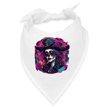 Piratin / Ahoi / Anker / Kapitän / Totenkopf / Rum - Bandana - Weiß - Vorne