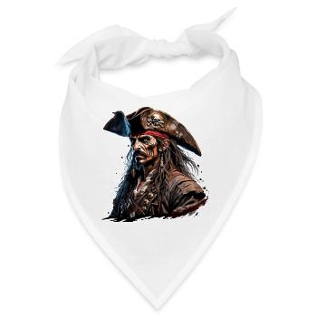Pirat / Ahoi / Anker / Kapitän / Totenkopf / Rum - Bandana - Weiß - Vorne