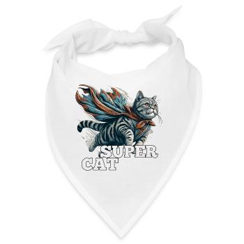 Super Katze Britisch Kurzhaar BKH getigert - Bandana - Weiß - Vorne