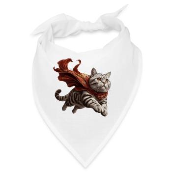 Super Katze Britisch Kurzhaar BKH getigert - Bandana - Weiß - Vorne
