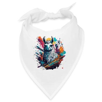 Astronaut / Weltall / Tier / Lama / Raumschiff - Bandana - Weiß - Vorne
