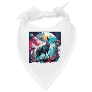 Astronaut / Weltall / Weltraum / Raumschiff / Lama - Bandana - Weiß - Vorne