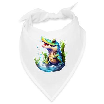 Kunterbuntes Unterwasser Krokodil - Bandana - Weiß - Vorne
