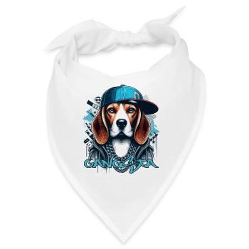 Beagle Gangsta Hund Cappy Geschenk - Bandana - Weiß - Vorne