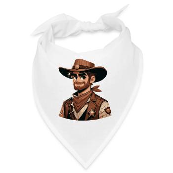 Karikatur Sheriff - Bandana - Weiß - Vorne