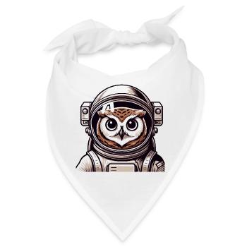 Eine Astronauten-Eule im Cartoon-Stil - Bandana - Weiß - Vorne
