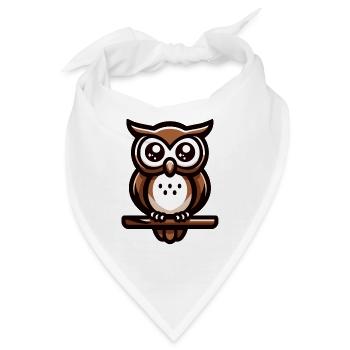Eine Eule im Cartoon-Stil - Bandana - Weiß - Vorne