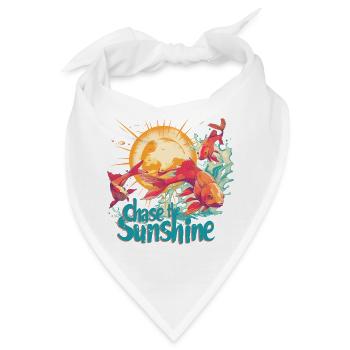Der Sonne hinterher, Fische, Sonne im retro Stil - Bandana - Weiß - Vorne